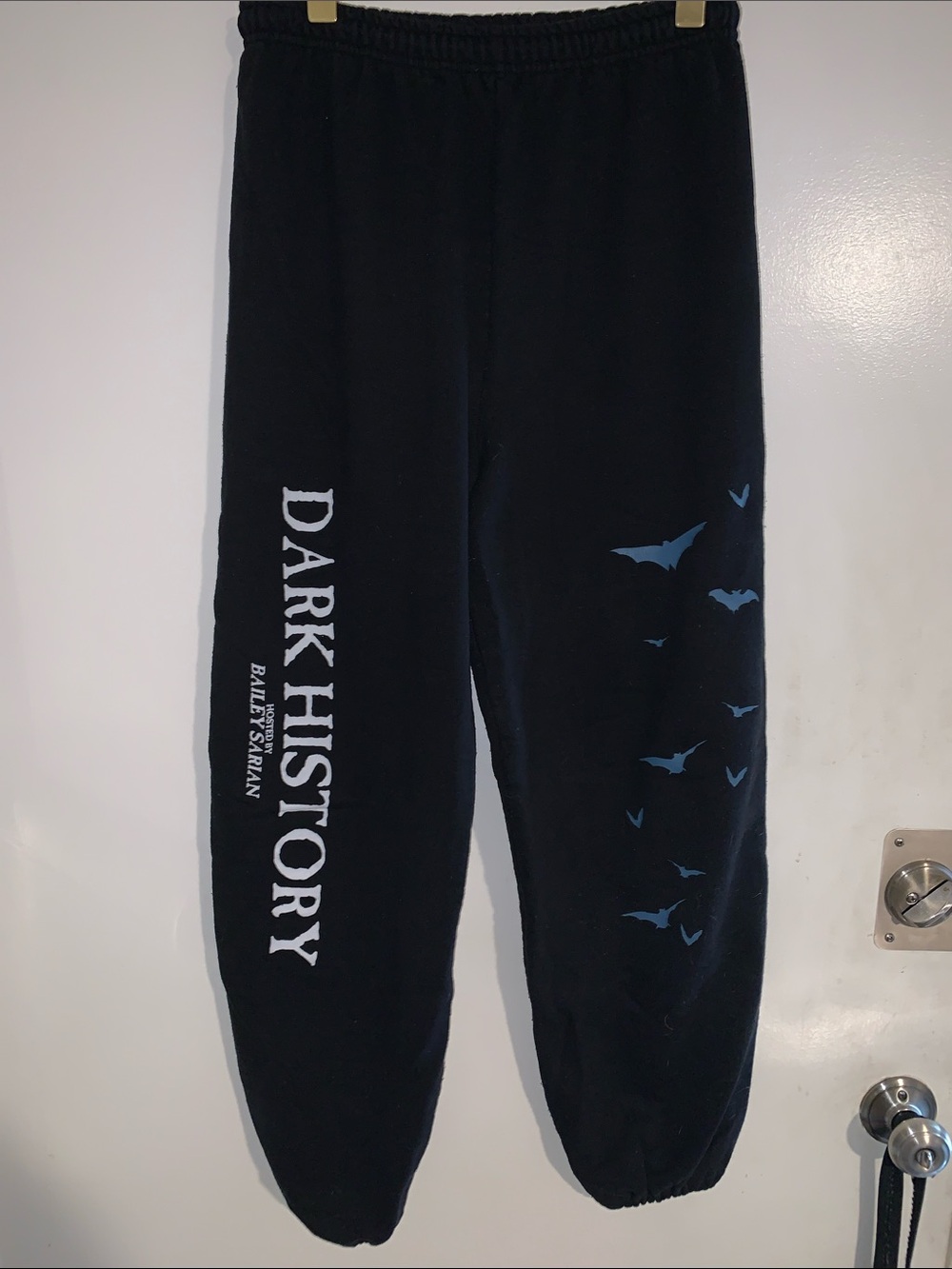 Dark History Sweatpants with Blue Bat Accents